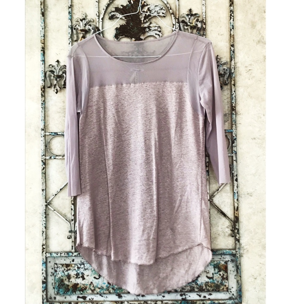 Sheer mauve top w/linen/poly blend bodice!🌸